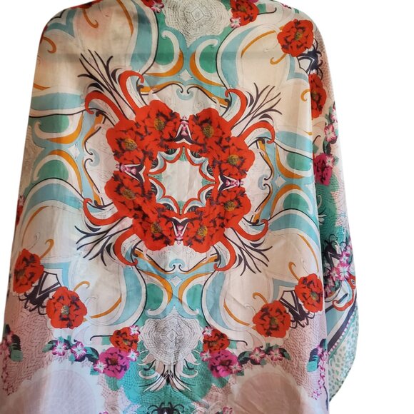 Johnny Was Beautiful Floral Tassel Square Scarf - Picture 4 of 11